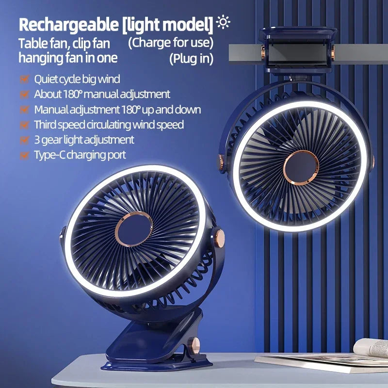 Avtoit | Multi-Angle Outdoor Clip-On Rechargeable Cooling Fan