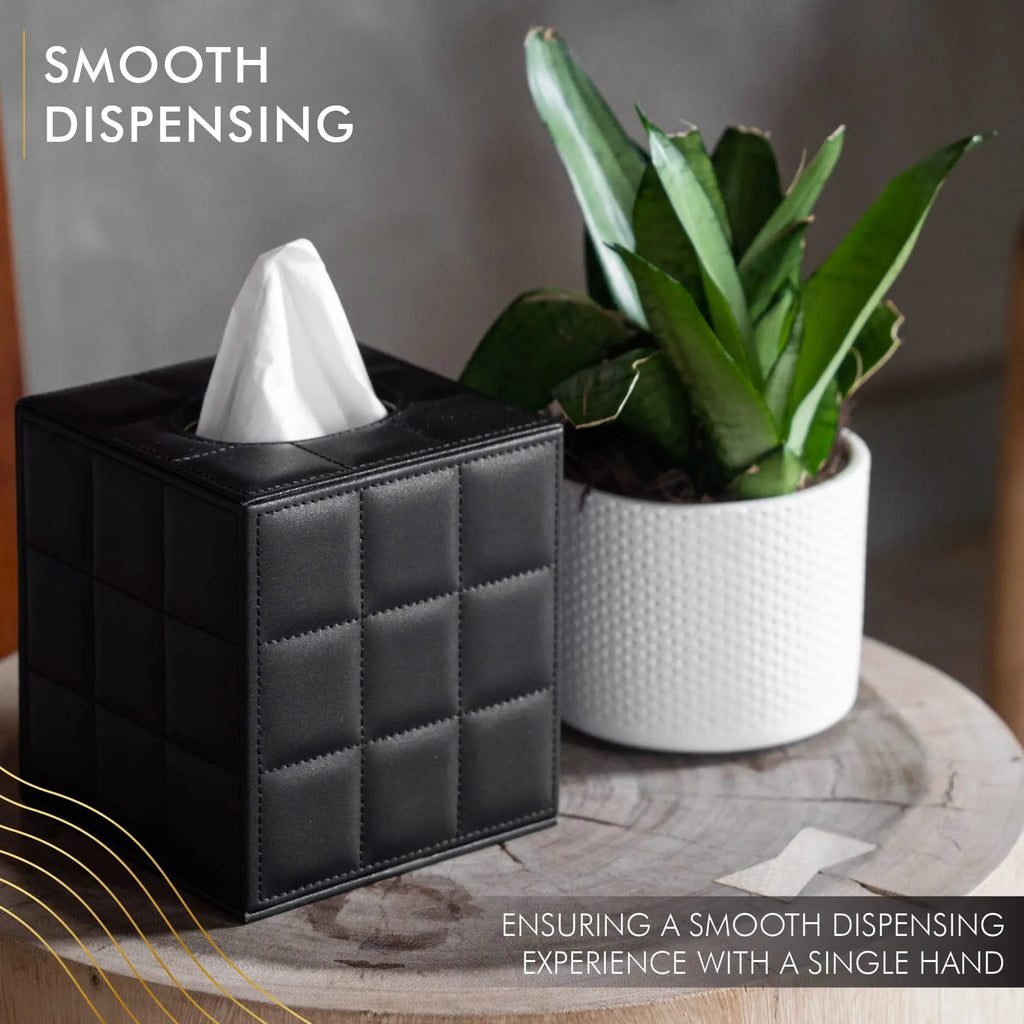 Avtoit | Modern Tissue Box Holder Square, Napkin Holder Pump Paper Case Dispenser, Facial Tissue Box Cover for Home Bathroom Office Desk