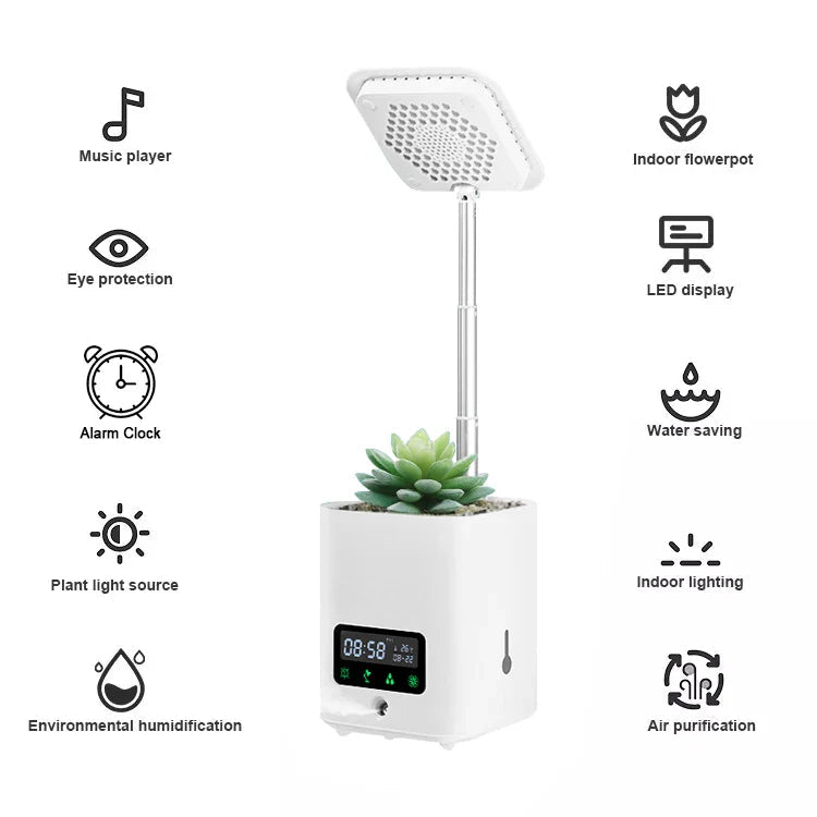 Avtoit | Multifunctional smart hydroponic plant pot with calendar, diffuser and desk lamp