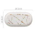 Avtoit | Nordic Ins Ceramic Marble Oval Tray Jewelry Storage Tray Accessories Soap Holder Golden Wave Bathroom Cup Bath Decoration