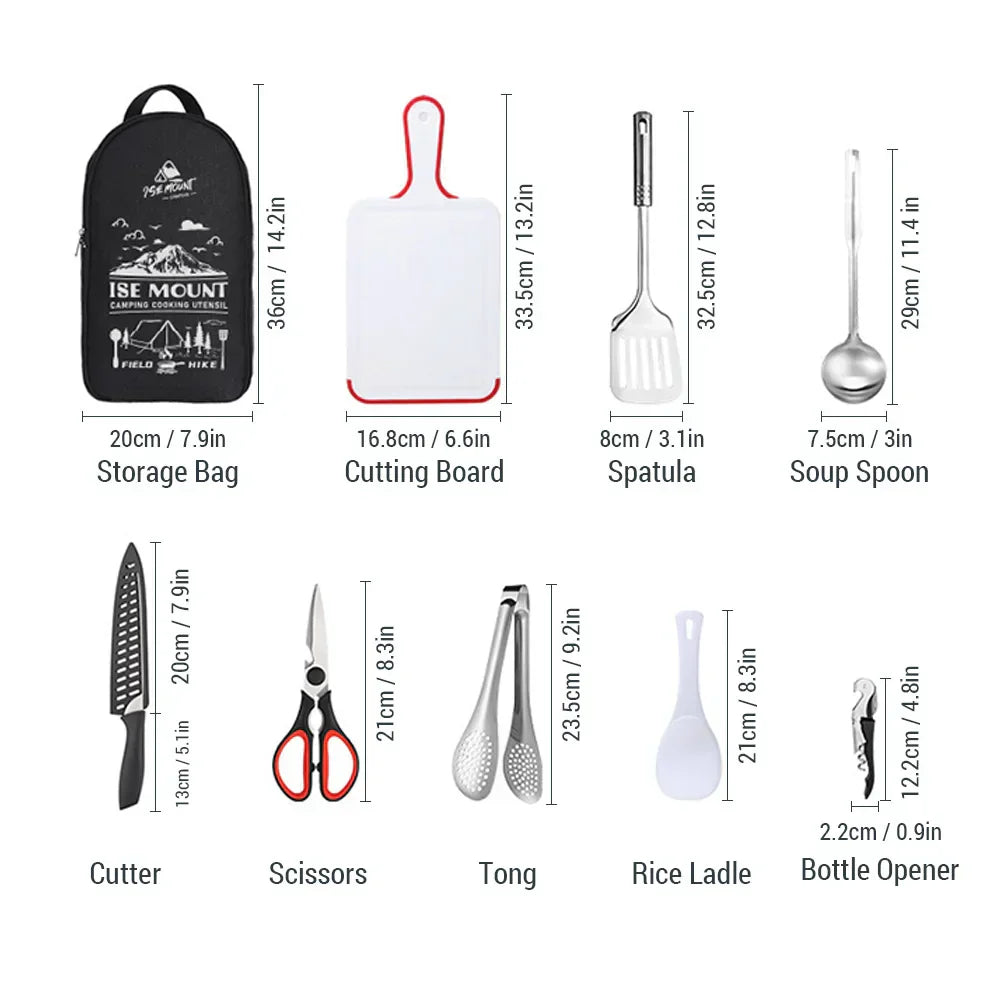Avtoit | Nomadiq Cooking Set | 9-piece | Stainless Steel Outdoor Kitchen Accessories | With Carrying Bag