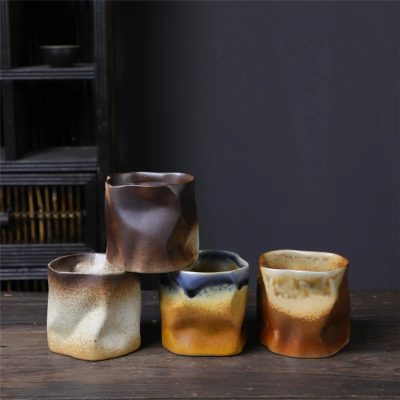 Avtoit | Irregular twisted shape cup 9.47 ounces/280 ml ceramic coffee tea cup without handle polychromatic creative ceramic mugs coffee mugs retro