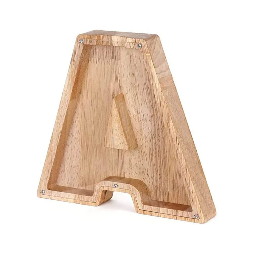 Avtoit | Wooden Alphabet Piggy Bank with Transparent Viewing Window for Stylish Saving
