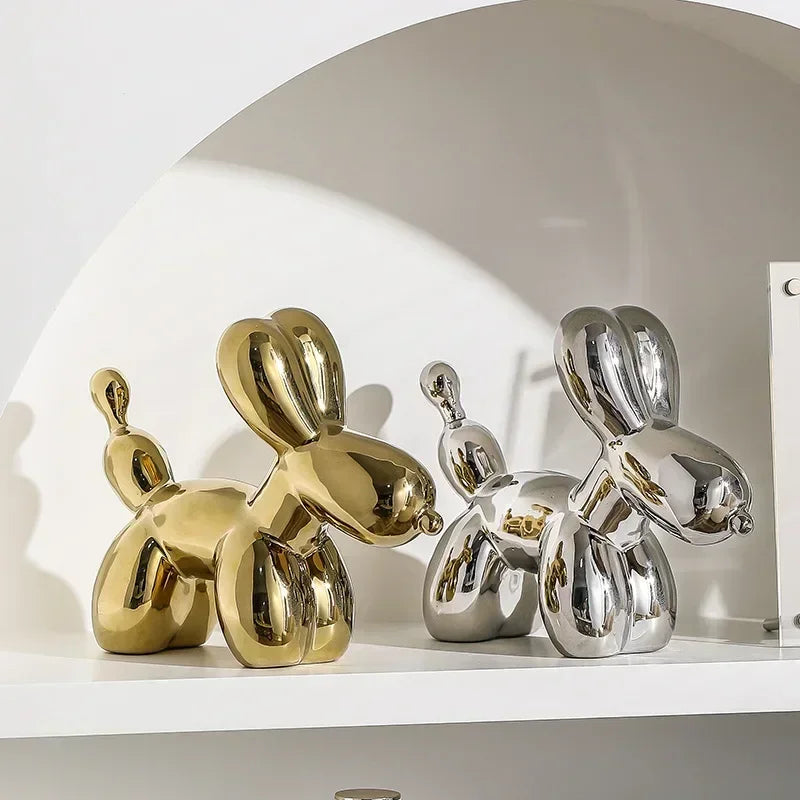 Avtoit | Nordic Ceramic Balloon Dog Sculpture Gold Animal Decorations Statue Living Room Ornaments Creative Desktop Ornament Home Decor