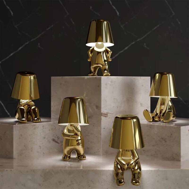 Avtoit | Golden Man LED Thinking Table Lamp – Playful Nightstand Lamp for Bedroom & Decor