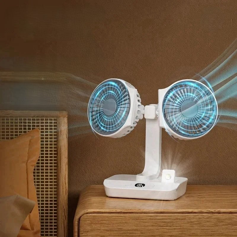 Avtoit | Adjustable Double-Head Portable Table Fan Night Lamp