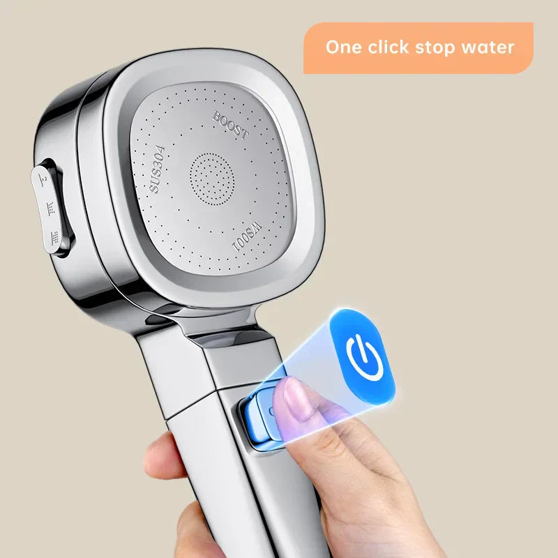 Avtoit | Jetiva Shower Head | 3 Spray Types | Pressure Boosting & Water Saving | Silver Design