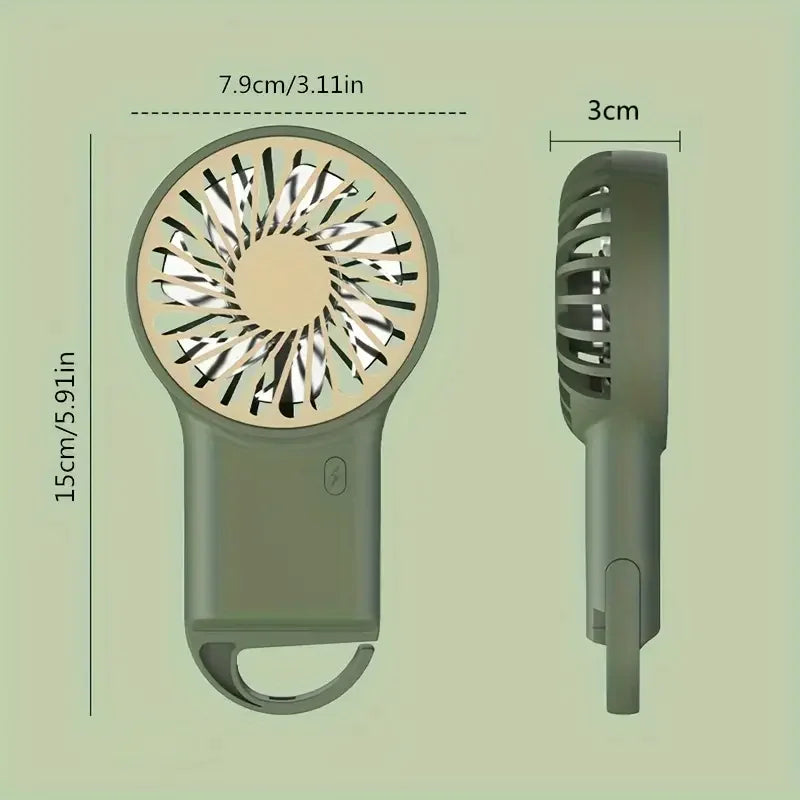 Avtoit | Airivio Mini Fan | Foldable & USB-C | Quiet & Portable | With Carabiner & Battery