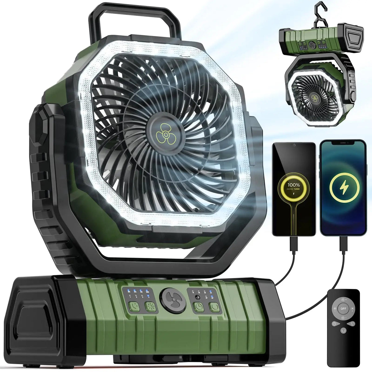 Avtoit | Camping Fan with 20,000mAh Battery, LED Light & Remote Control – AirMate