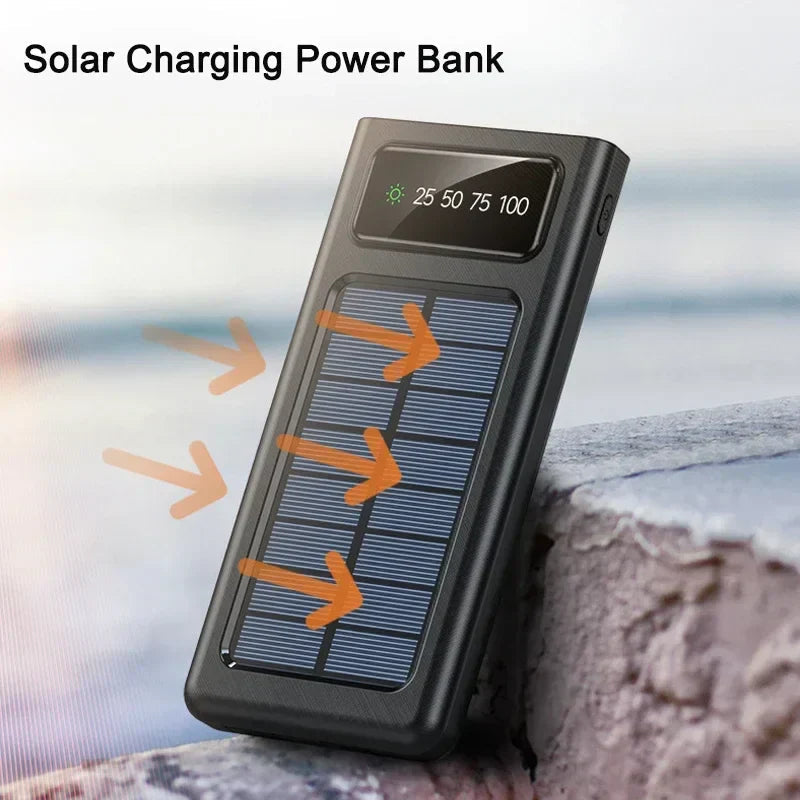 Avtoit | PowerCharge Solar Power Bank | 4-in-1 cable system | Fast charging & LED flashlight