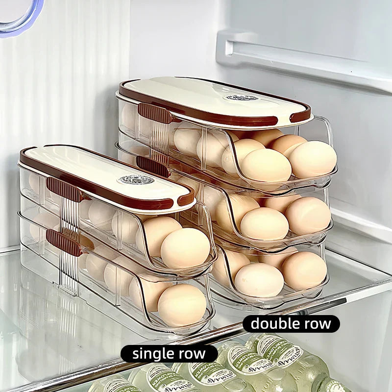 Avtoit | Fridge Organizer Automatic Rolling Transparent Egg Storage Box