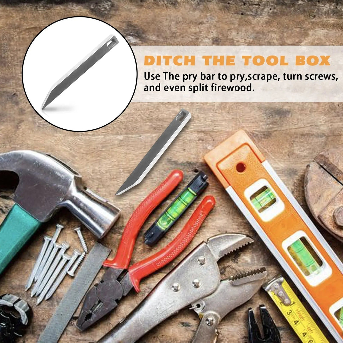 Stainless Steel Keychain Prybar with Scraper and Screwdriver Functions
