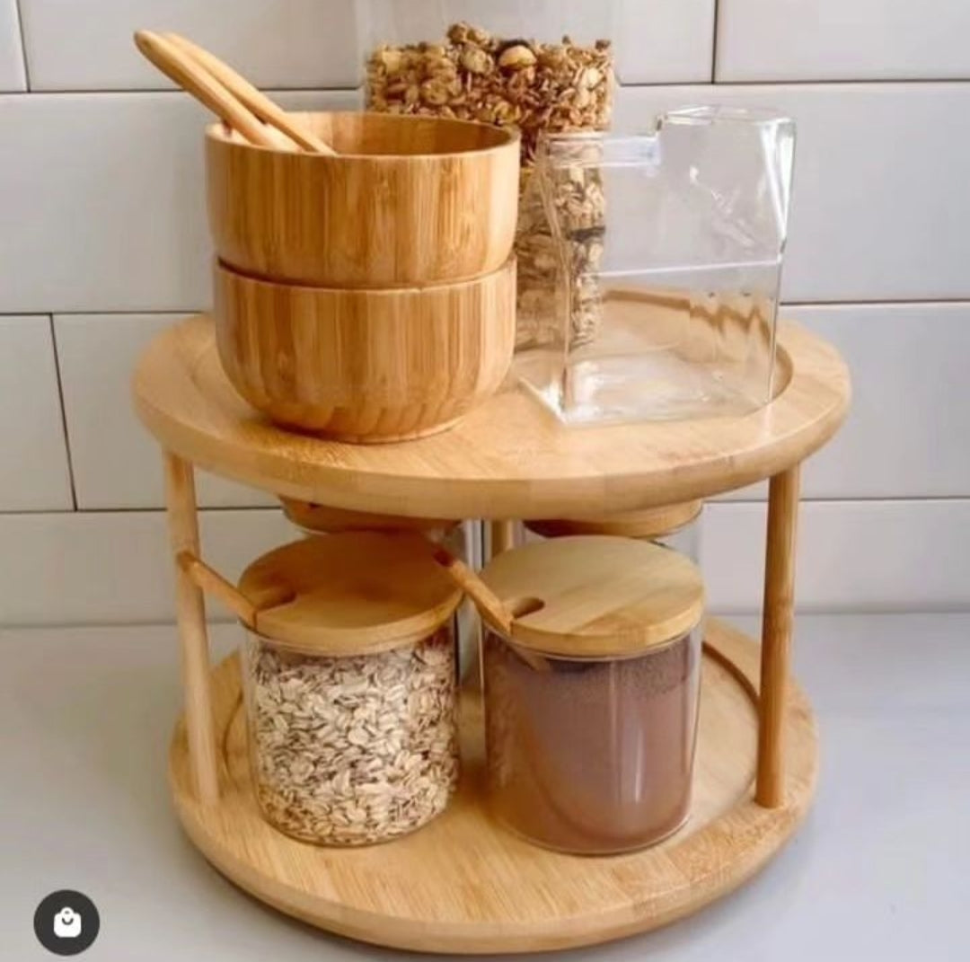 Avtoit | 2Tier Rotating Bamboo Spice Rack