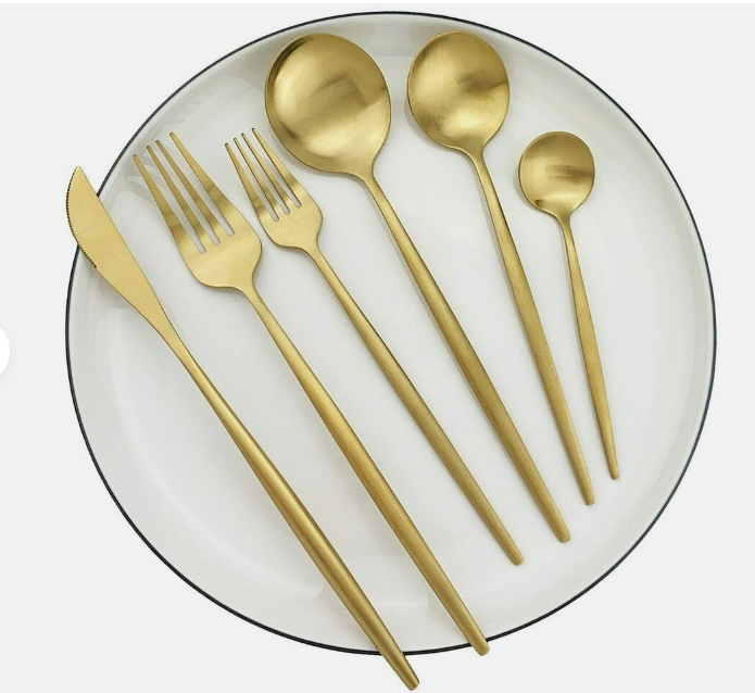 Avtoit | Minimalist Flatware Set – 20-Piece Titanium-Coated Stainless Steel Cutlery | Modern Matte Finish for Elegant Dining