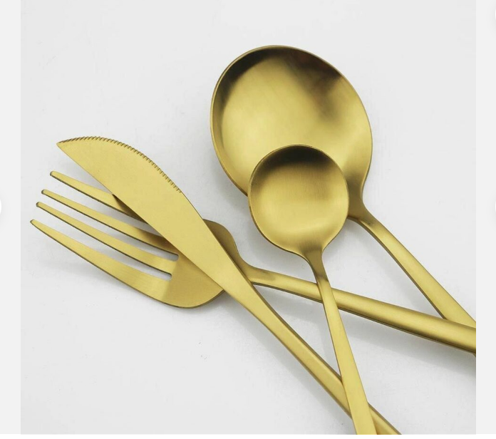 Avtoit | Minimalist Flatware Set – 20-Piece Titanium-Coated Stainless Steel Cutlery | Modern Matte Finish for Elegant Dining