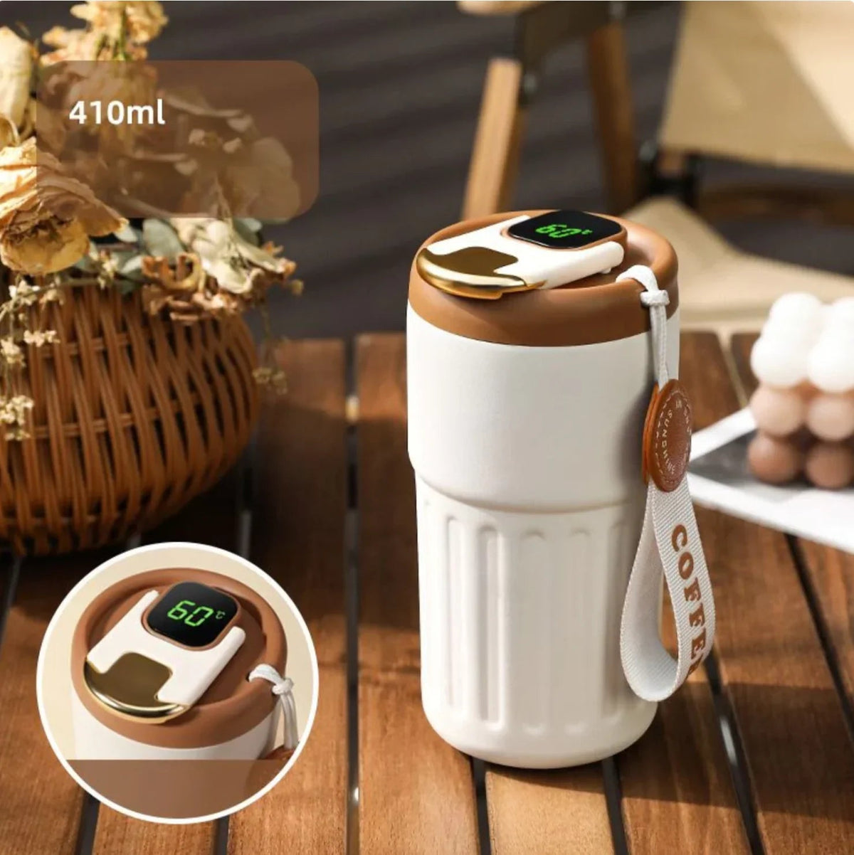 Avtoit | Compact thermos cup with temperature display – 410ml cup for hot and cold drinks