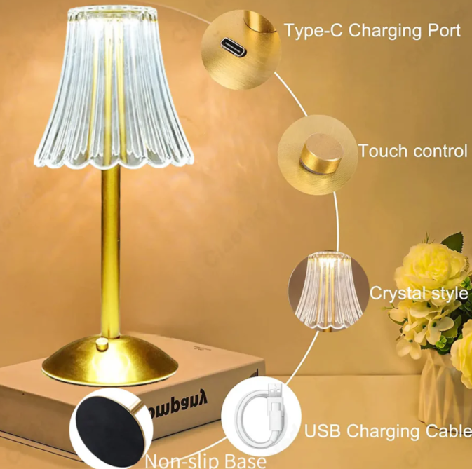 Avtoit | Wireless Crystal Table Lamp with Dimming Function