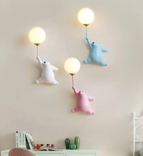 Avtoit | Modern LED Cartoon Wall Lamp – Minimalist Bear Wall Light with 3D Moon