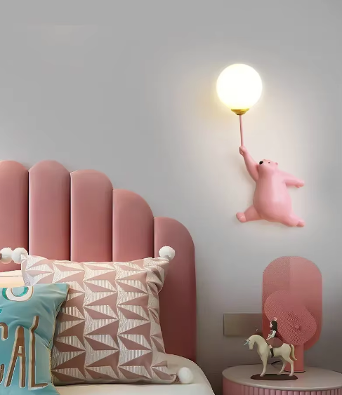 Avtoit | Modern LED Cartoon Wall Lamp – Minimalist Bear Wall Light with 3D Moon