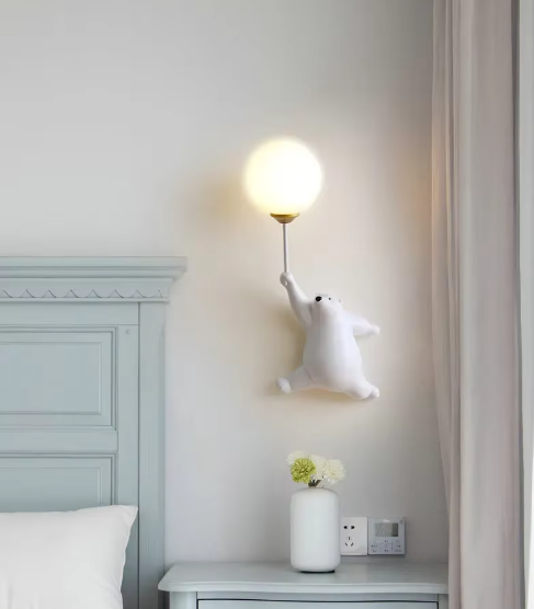 Avtoit | Modern LED Cartoon Wall Lamp – Minimalist Bear Wall Light with 3D Moon