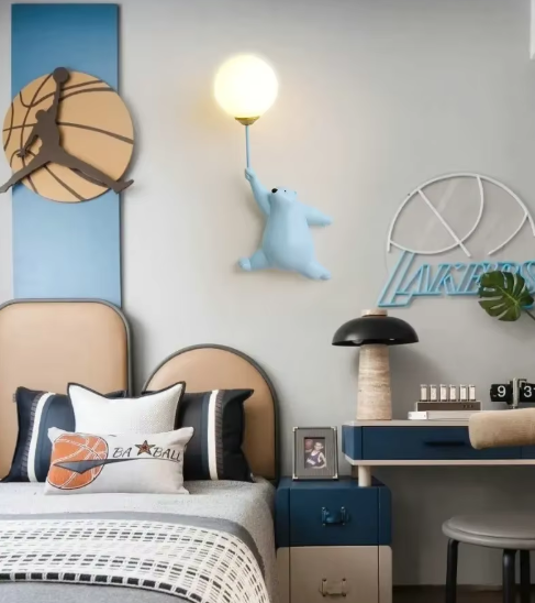 Avtoit | Modern LED Cartoon Wall Lamp – Minimalist Bear Wall Light with 3D Moon