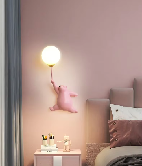 Avtoit | Modern LED Cartoon Wall Lamp – Minimalist Bear Wall Light with 3D Moon