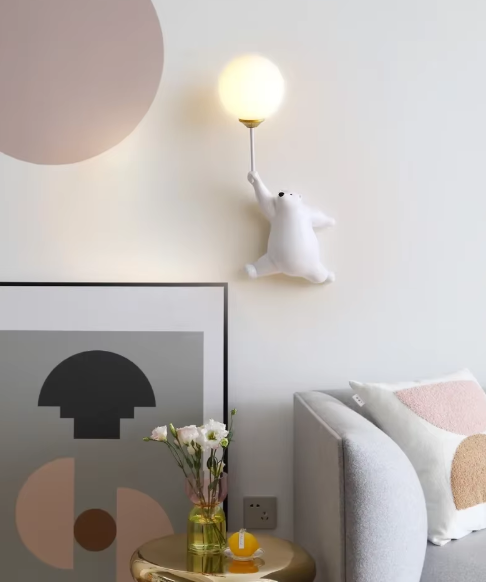 Avtoit | Modern LED Cartoon Wall Lamp – Minimalist Bear Wall Light with 3D Moon
