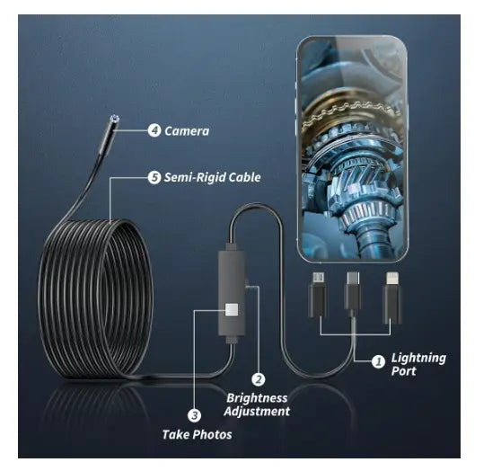 Avtoit | HD Inspection Endoscope Camera – Waterproof with Adjustable LED Light