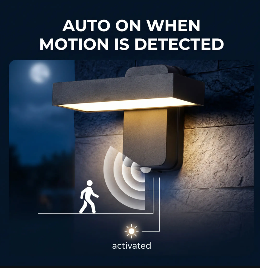 Avtoit | PIR Motion Sensor Outdoor Wall Light | IP65 Waterproof, Rotatable Design & Adjustable Length for Gardens and Entrances