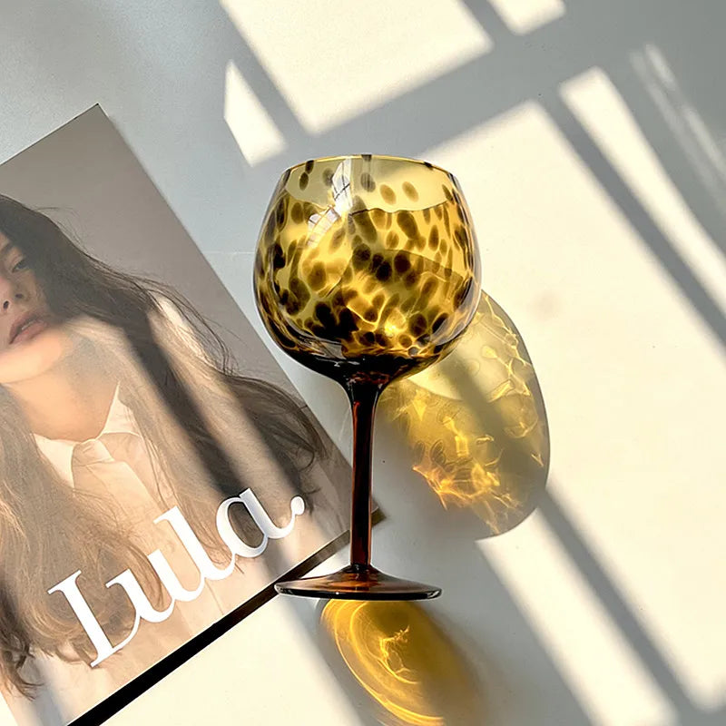 Avtoit | Vintage Amber Leopard-Print Wine Glass