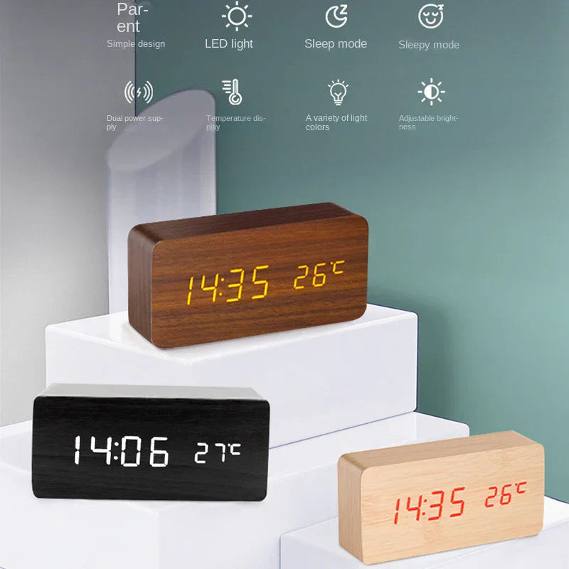Avtoit | Wood LED Smart Alarm Clock for Bedroom