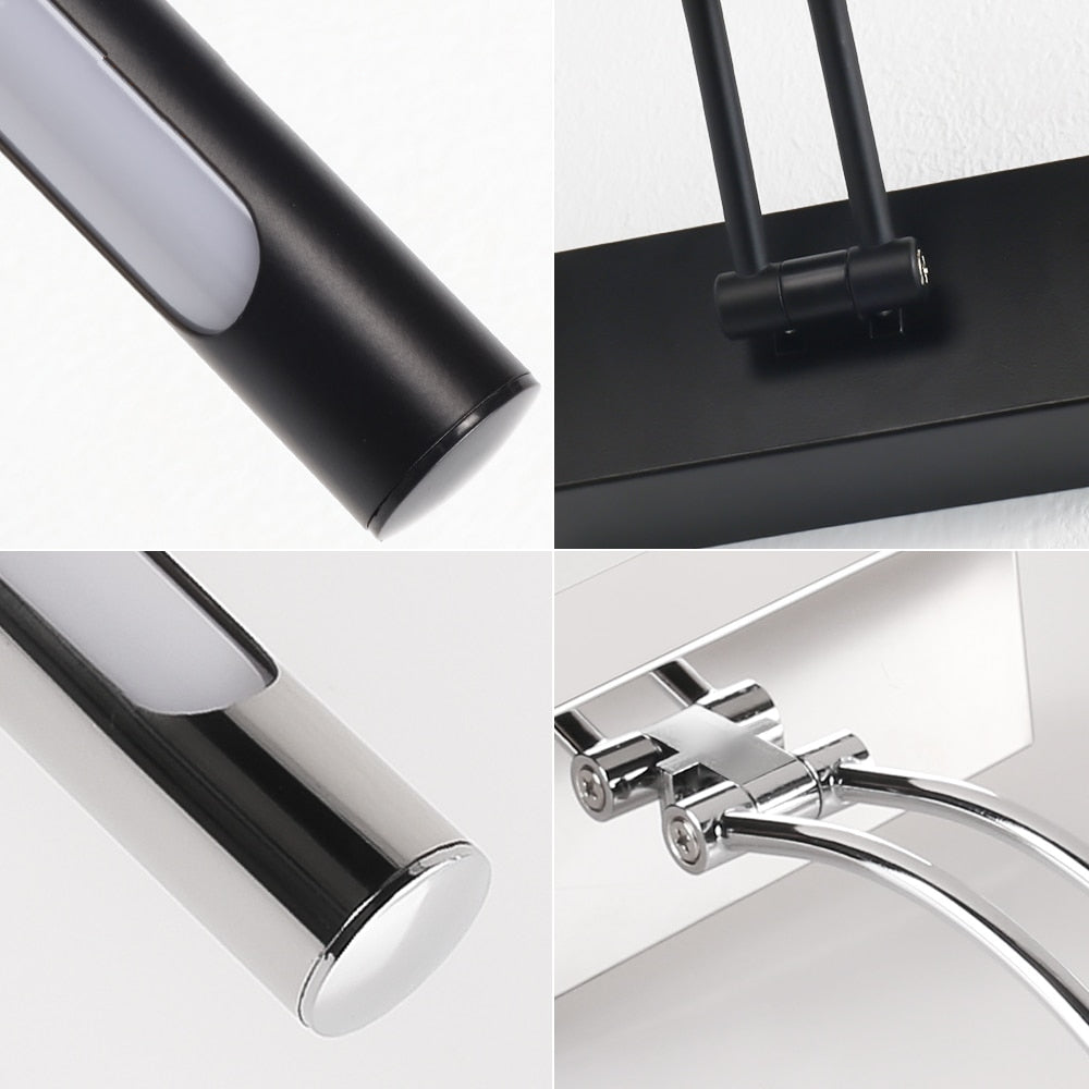Avtoit | 80-100cm LED wall lamp - Modern black/silver wall light for the bathroom, internally mounted picture light