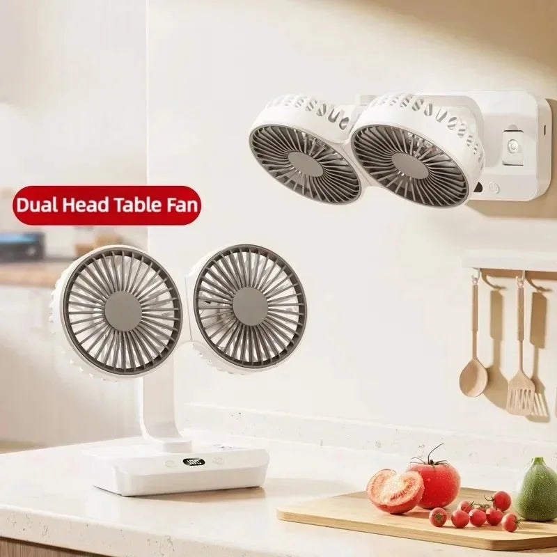 Avtoit | Adjustable Double-Head Portable Table Fan Night Lamp