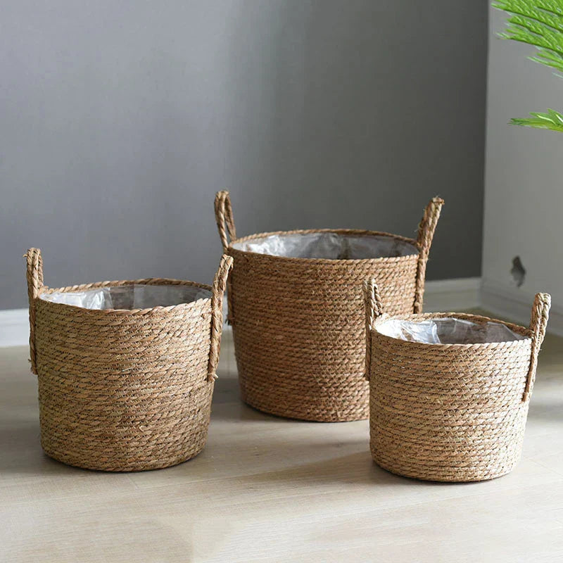 Avtoit | Fibrano Flower Pot Braided | Made of Natural Fibers | Boho & Country Style | 2 Sizes