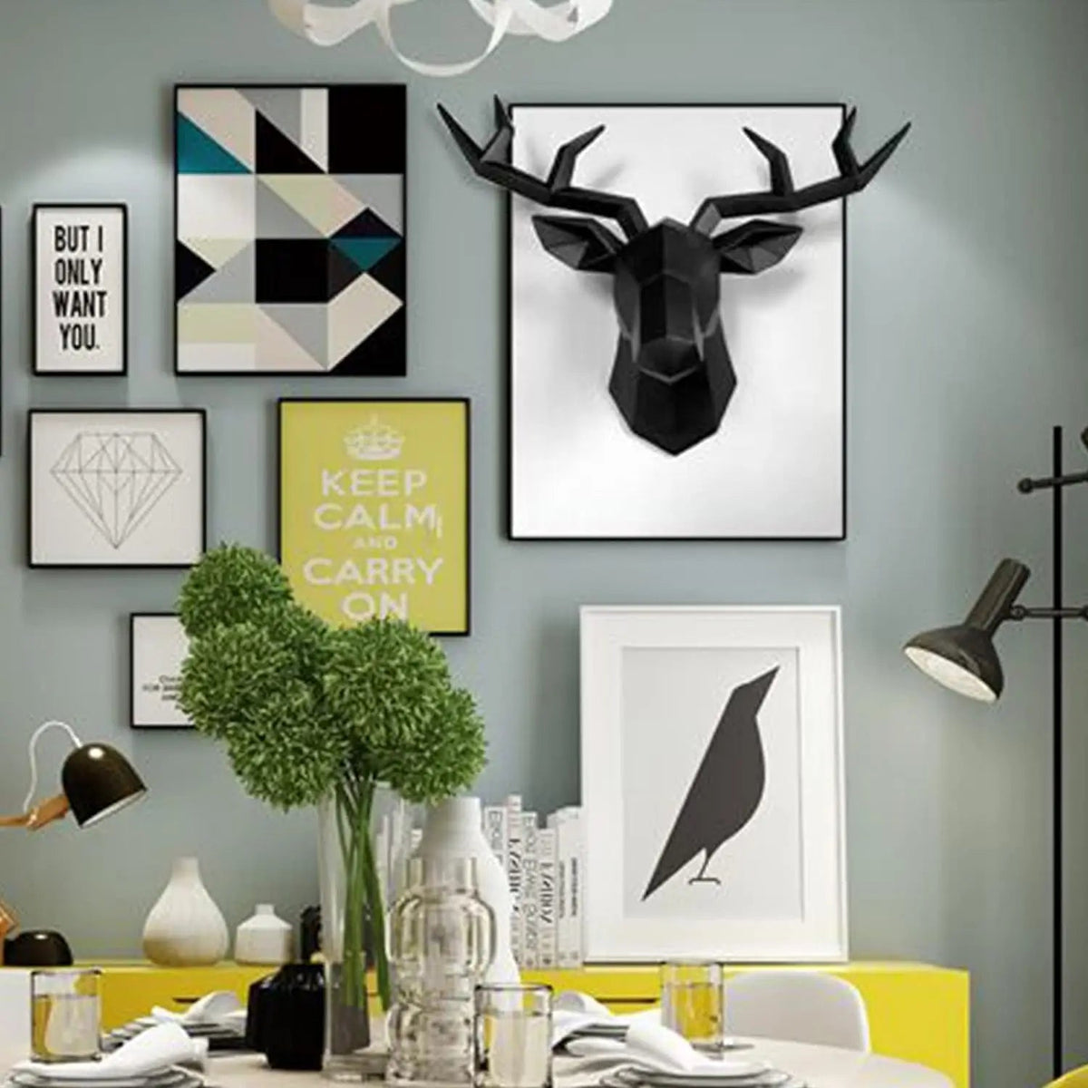 Avtoit | 3D-Deer Head Sculpture, geometric resin, animal deer head wall decoration, modern home decor, luxurious decorative wall decor