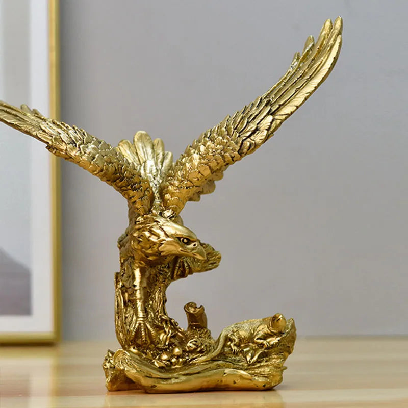 Avtoit | Resin Golden Eagle Statue Art Animal Model Collection Ornament Home Office Desk Feng Shui Decor Figures simple