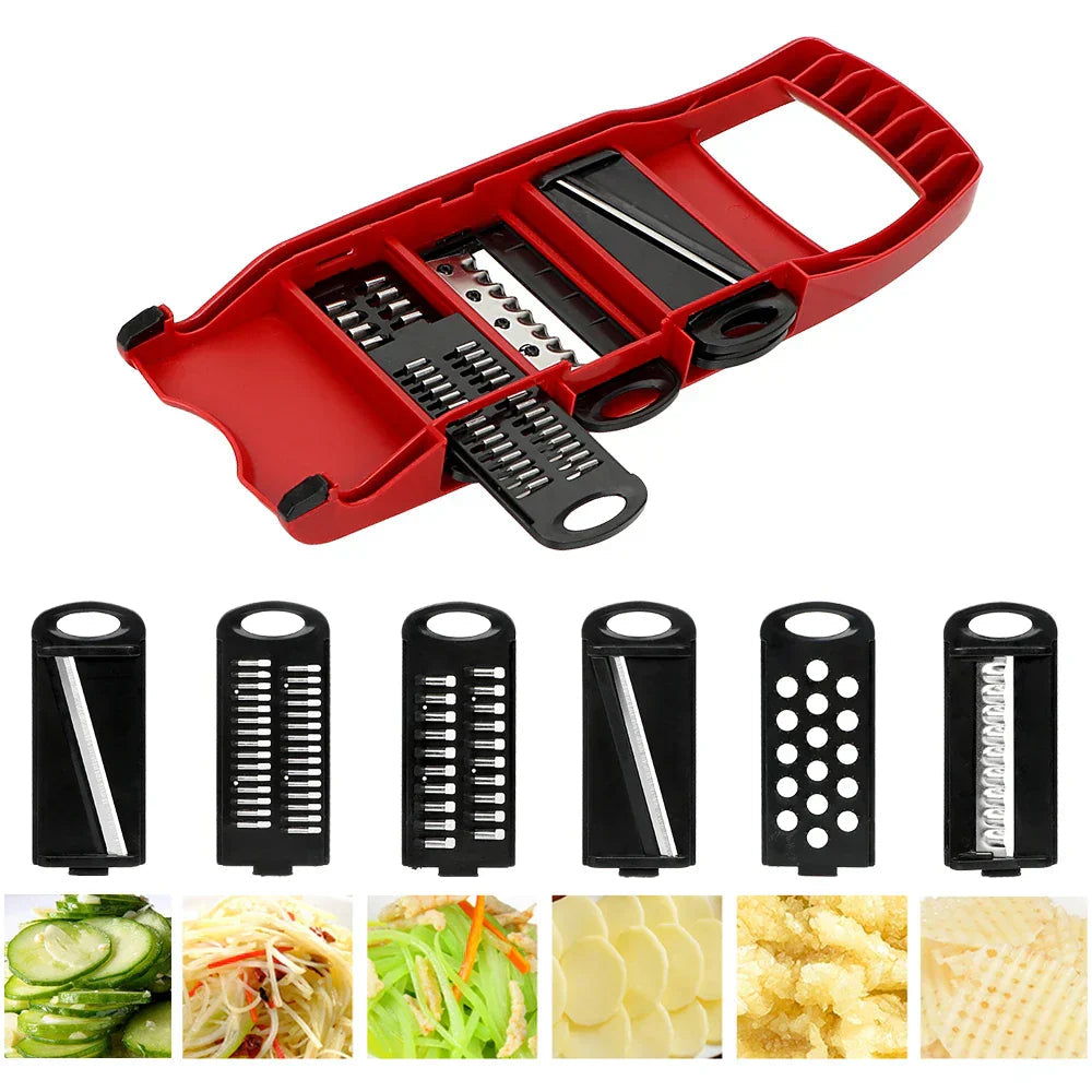 Avtoit | PrepVario Vegetable Cutter Set | 9-piece with Box & Finger Guard | Stainless Steel & BPA-free | In Red