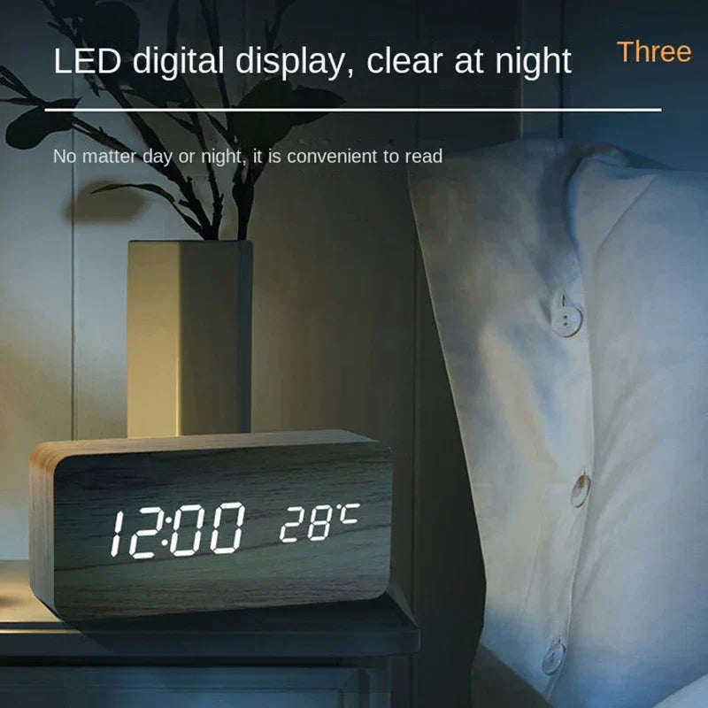 Avtoit | Wood LED Smart Alarm Clock for Bedroom