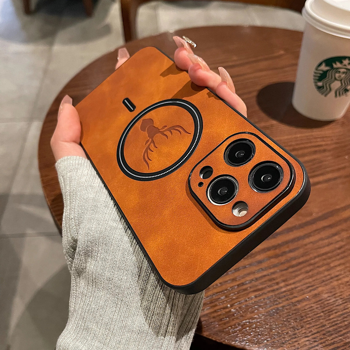 Avtoit | Luxury Deer Leather Apple iPhone Case | Magnetic Phone Case, Wireless Case, MagSafe, Wireless Charging, Protective Case, Cover for iPhone 15, 14, 13 Pro Max Plus