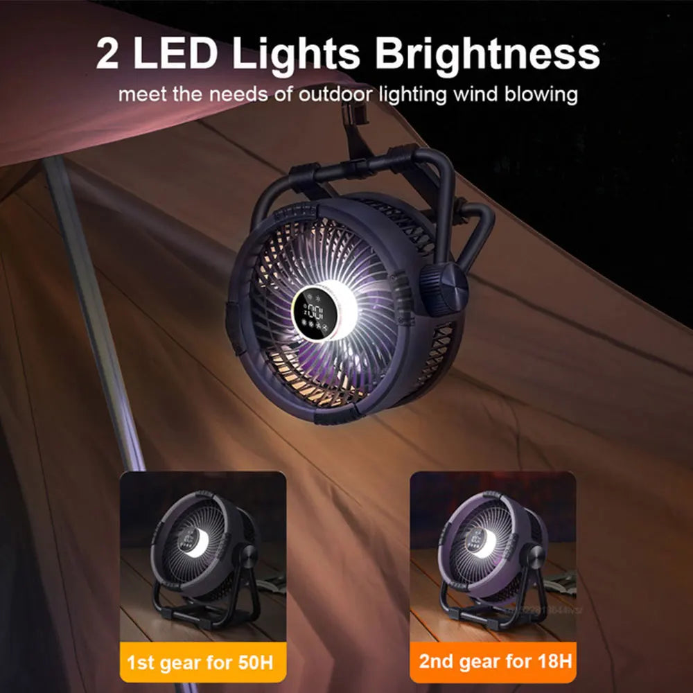 Avtoit | Camping Fan with 20000mAh Battery, LED Light & Remote Control – WindMate