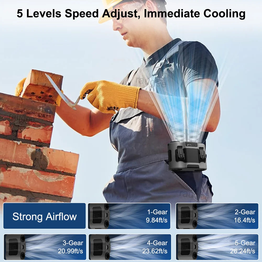 Avtoit | Portable Waist Clip Fan with Dual Air Outlets & 20,000mAh Battery – BreezeMate