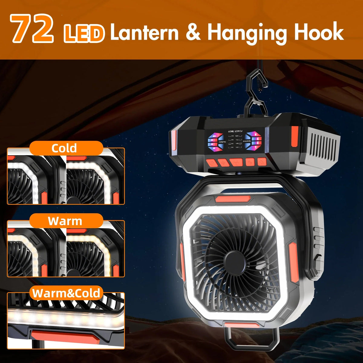 Avtoit | Rechargeable Camping Fan with 40000mAh Battery & LED Lantern – F22
