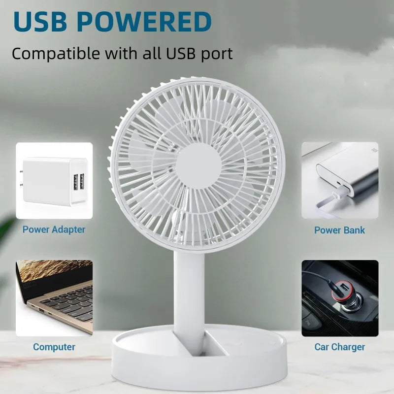 Avtoit | Breezio Folding Fan | 4 Speeds & Timer | Portable & USB | 90° Tilt