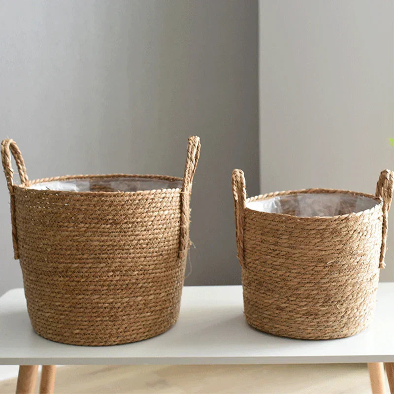 Avtoit | Fibrano Flower Pot Braided | Made of Natural Fibers | Boho & Country Style | 2 Sizes