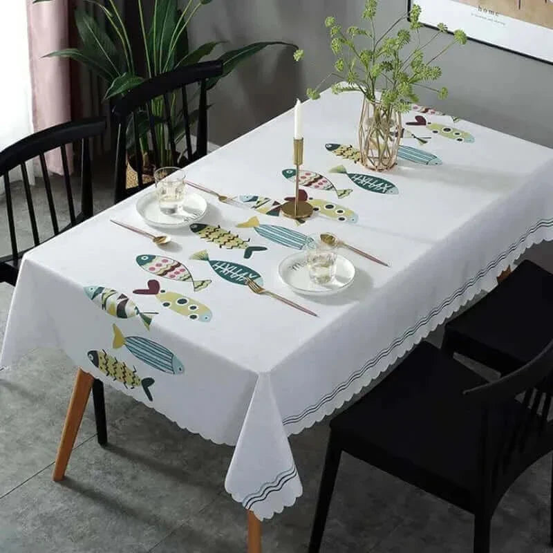 Avtoit | Rectangular Stain-Resistant Tablecloth with Aquatic Design