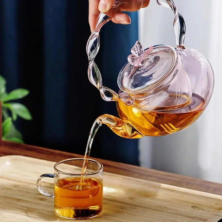Avtoit | Floral Lid Design Tea Infuser Glass Teapot
