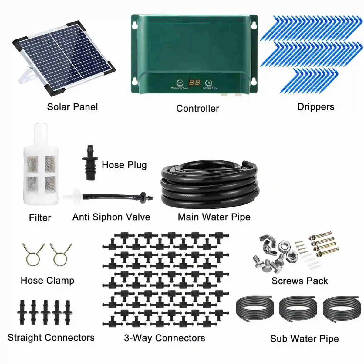 Avtoit | Solar Drip Irrigation System Kit Automatic Watering with 30 Modes & 7 Timers – AquaFlow