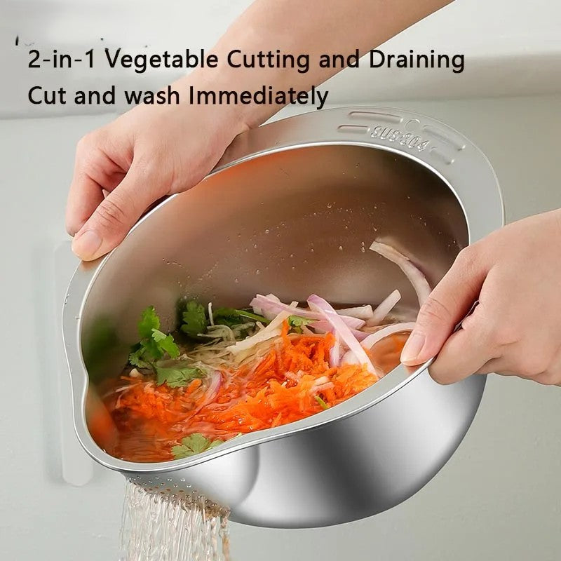 Avtoit | All-in-One Stainless Steel Kitchen Drain Slicer Bowl