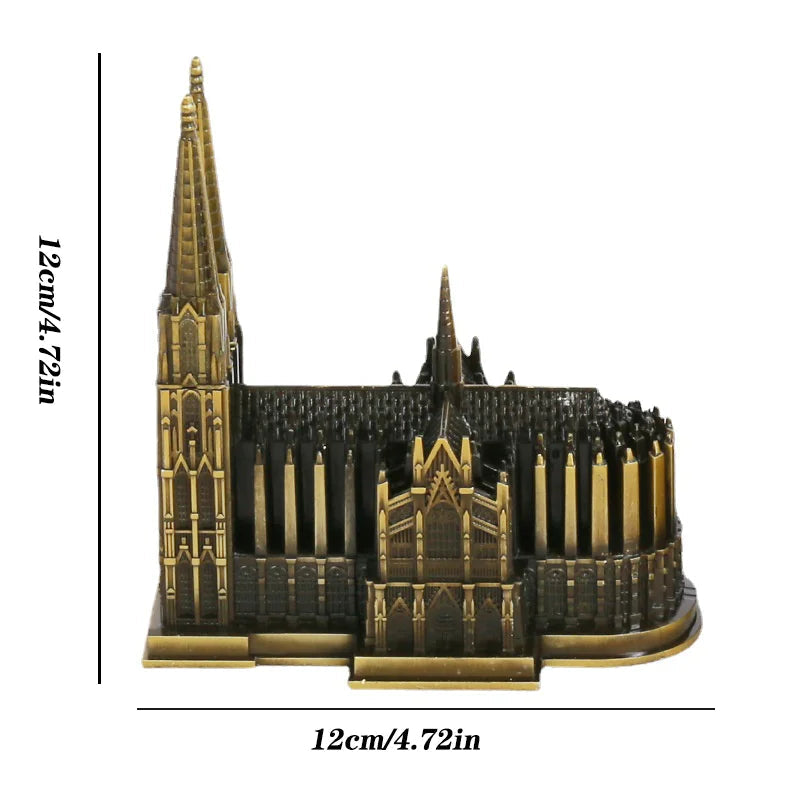 Avtoit | Cologne Cathedral Model Metal Antique Bronze Germany Cologne Cathedral Building Figurine World Famous Landmark Architecture Decoration