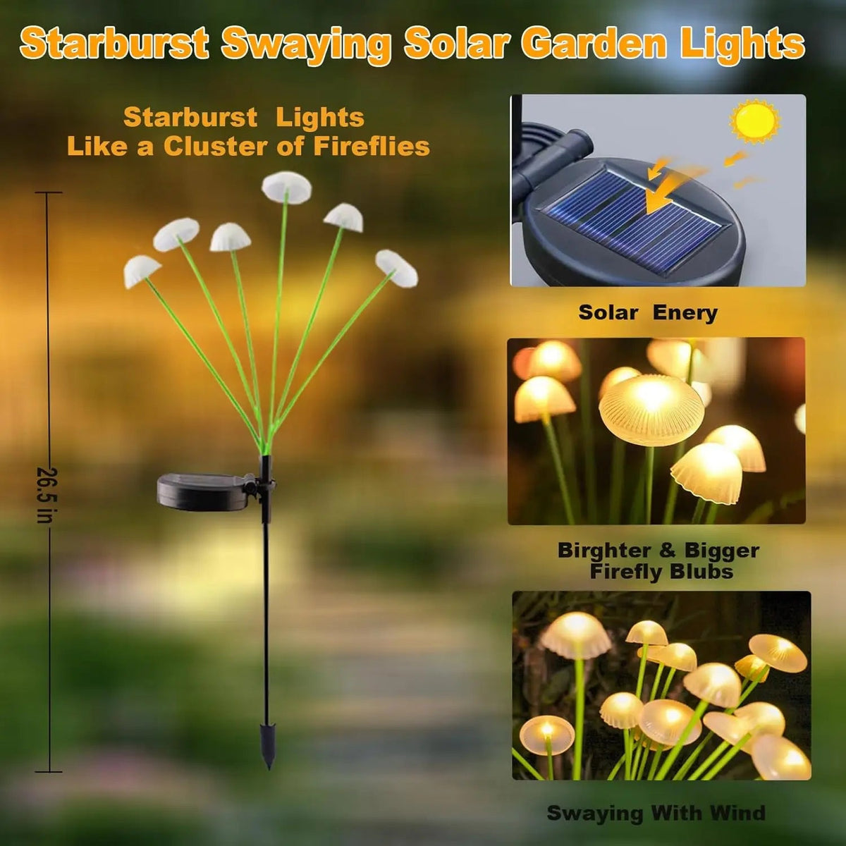 Avtoit | MushGlow Solar Garden Lights | Jellyfish & Mushroom Design | Solar Powered & Weatherproof